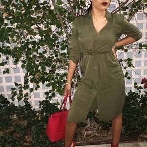 Cute Button Up Olive Dress